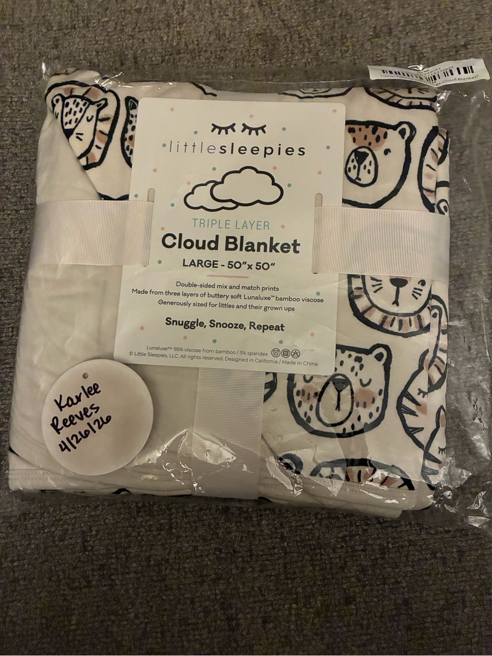 Little Sleepies Lions Tigers Bears - Triple Layer Cloud Blanket